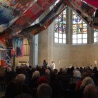 Hermann Josef Hack Basislager / Base Camp. Dialogpredigt zwischen P. Werner Holter und Hermann Josef Hack am 11. Januar. Kunst-Station Sankt Peter Köln, 2015. Foto: Christian Nitz